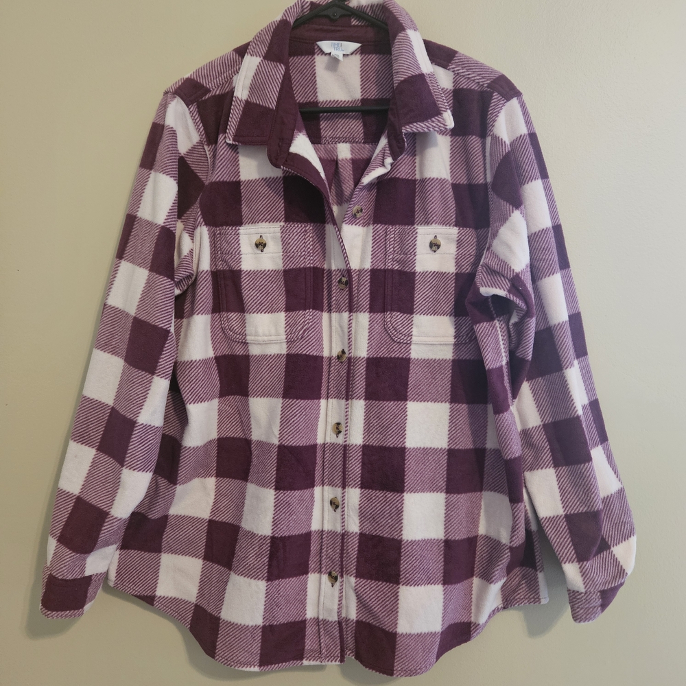Time and Tru Women's 2XL Pink and White Plaid 100% Polyester Jacket